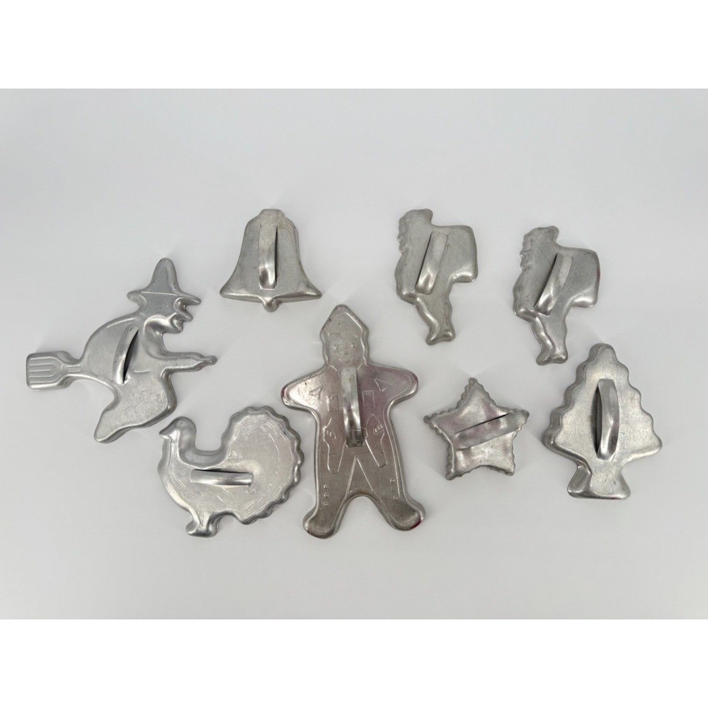 Vintage Mirro Witch Turkey Santa Cookie Cutter Lot Holiday Assortment 8 pieces